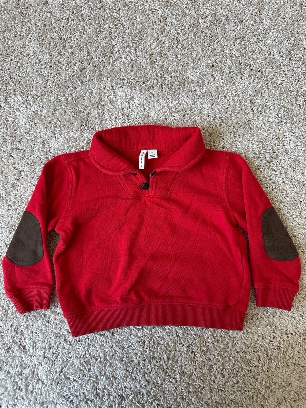 Red Pullover Sweatshirt with Elbow Patches - Kids